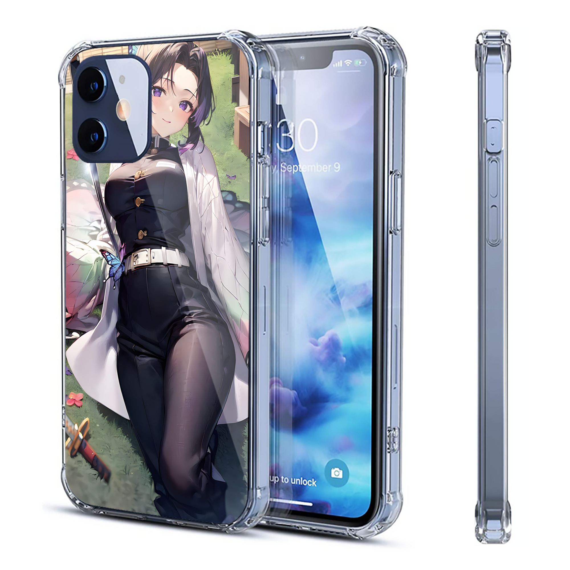 （画像用） 鬼滅の刃（きめつのやいば）蟲柱-胡蝶 しのぶ／こちょう しのぶ Kochou Shinobu 【iPhone 12シリーズ対応】透明スマホケース（クリアソフトケース）